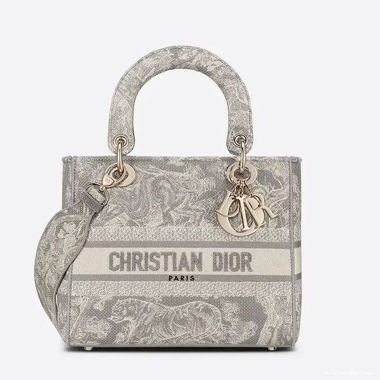 Cheap Bag Jouy Grey Motif Canvas Medium Lady D-lite de Toile 0412 Luxury